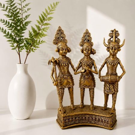 Handcrafted Brass Dhokra Tribal Musicians Figurine